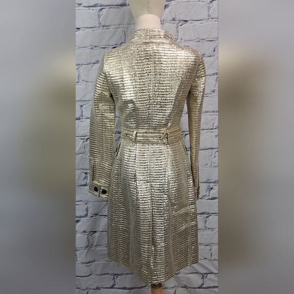 Burberry Prorsum Women's Trench Coat Jacket Gold Metallic  Italy XS 0 US 36 IT - Picture 11 of 16
